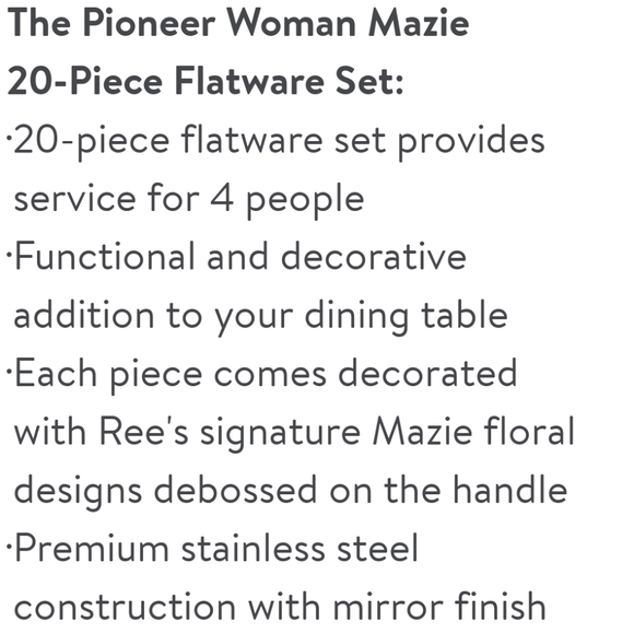 ❤️ New Pioneer Woman Mazie 20 Piece Flatware - Picture 2 of 9